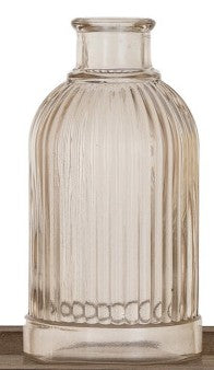 Vase Glass Bottle Shape Ribbed Peach - Sold Individually