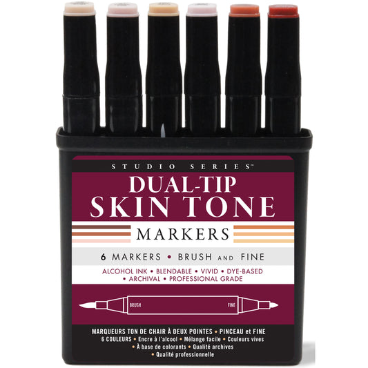 Art Center Markers Dual Tip Alcohol Based Ink Skin Tone 6 Colors