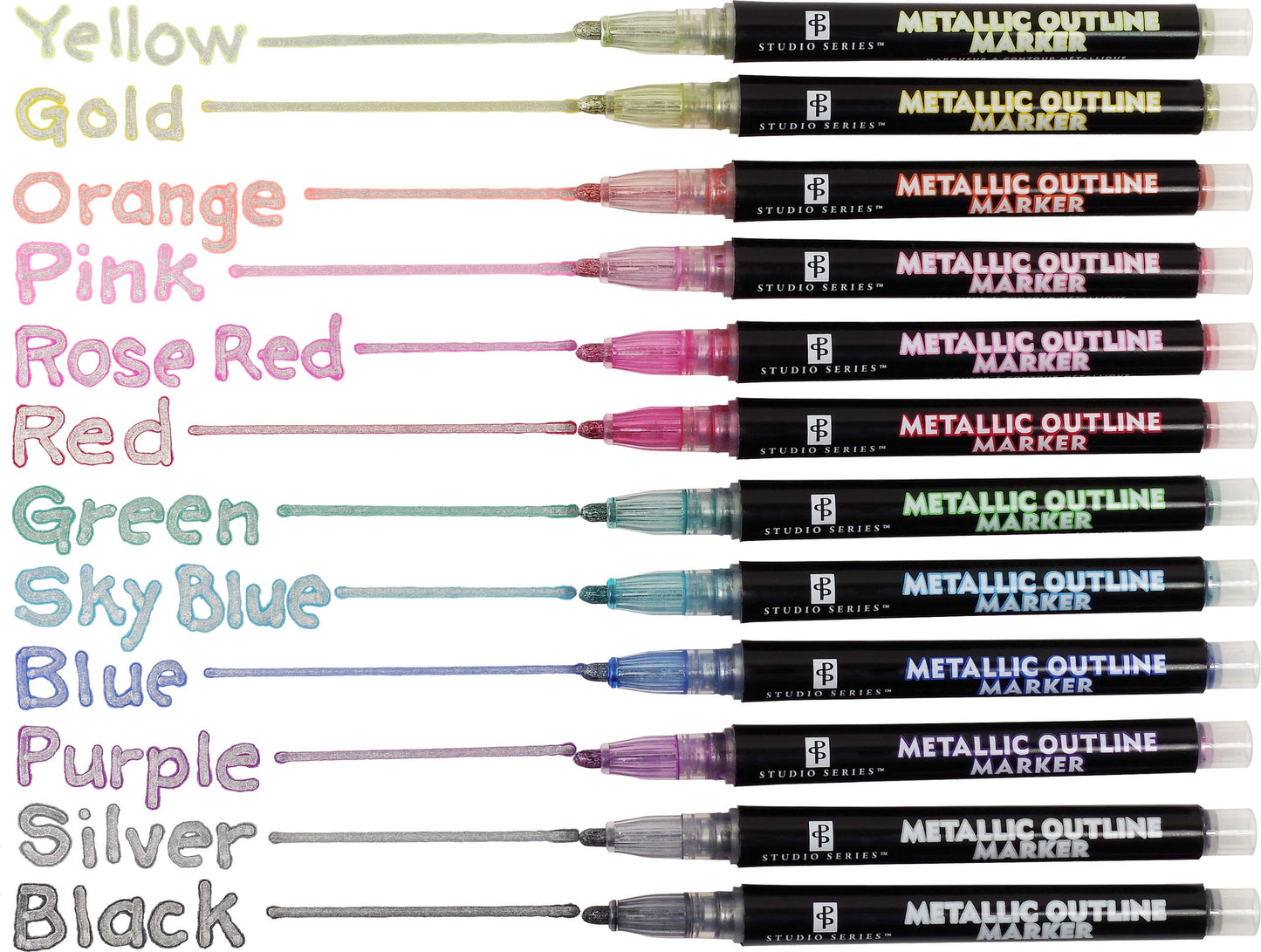 Art Center Markers Metallic Outline 12 Colors