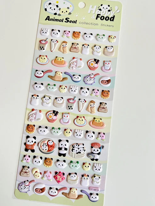 Stickers Panda Food Puffy