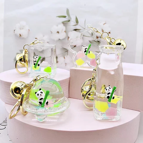 Keychain Charm Panda & Bamboo Floaty in Various Containers - Sold Individually
