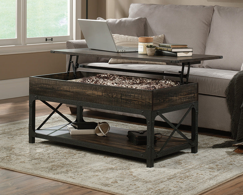 Steel River Lift Top Coffee Table Carbon Oak Finish
