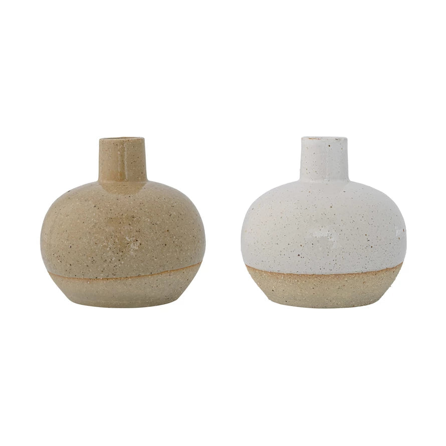 Stoneware Vase, Sand Finish, 2 Colors 4-1/2" Round x 4-1/2"H (Sold Individually)