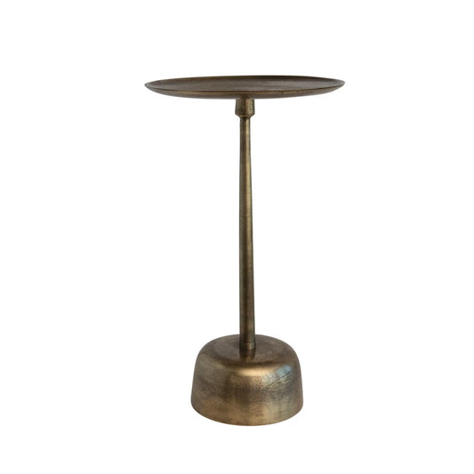 Side Table Aluminum Antique Brass Finish 12" Round 20"H