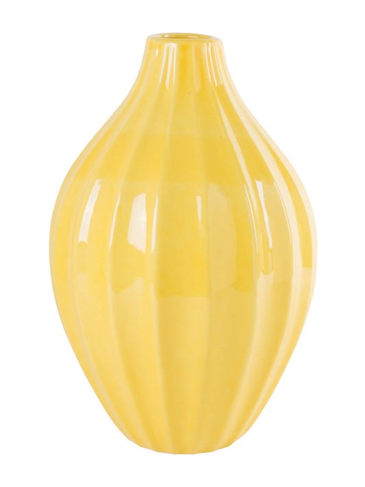 Vase - 12"H Yellow Linear Vase