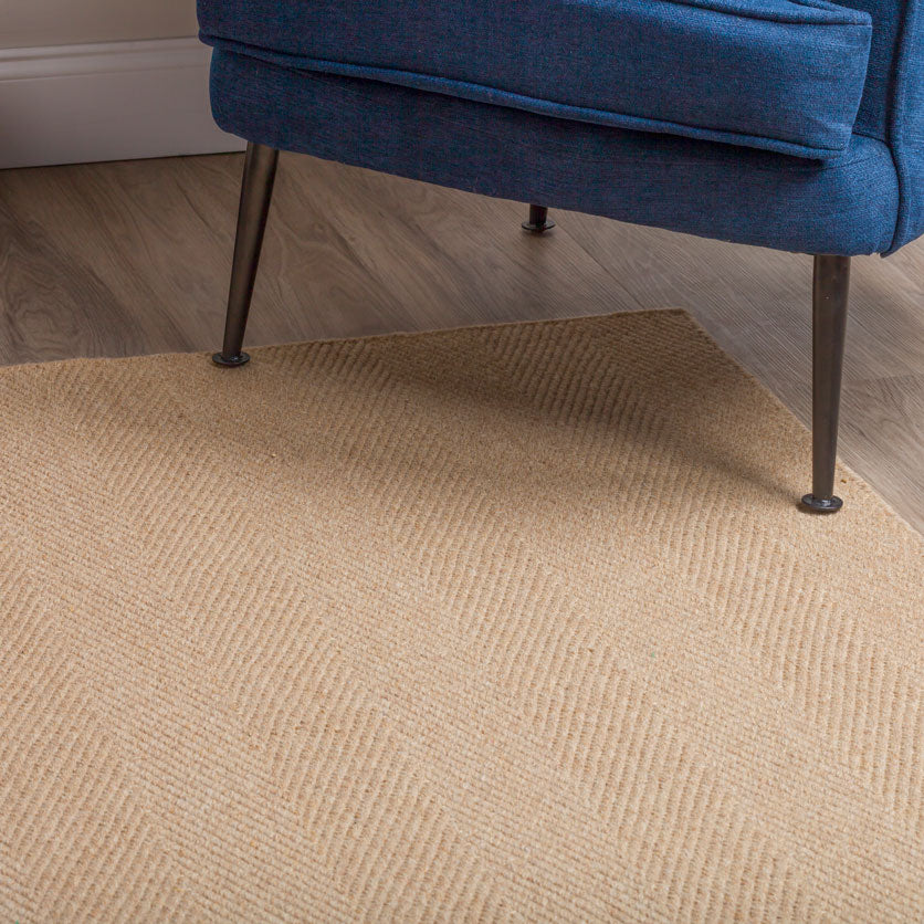 Monaco Herringbone Wool Rug Ecru 5' X 7'6"