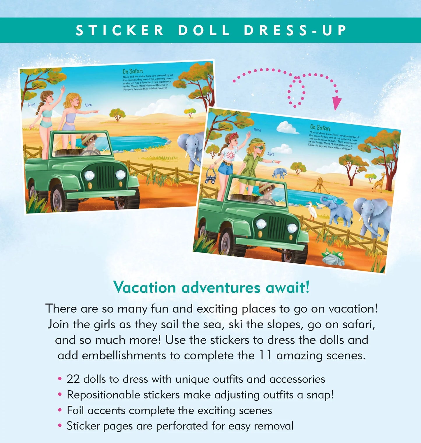 Sticker Doll Dress Up Book Vacation