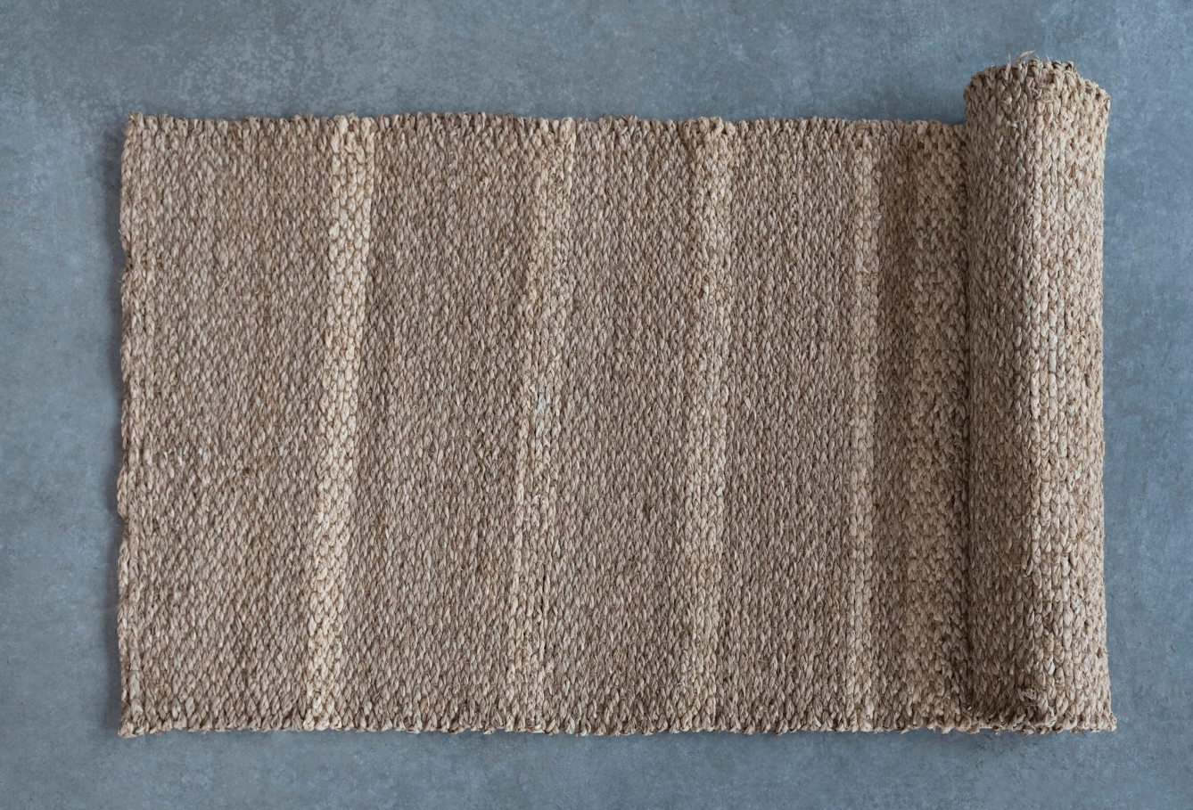 Rug Runner Handwoven Seagrass & Cornhusks Natural Stripes 6.5' Long