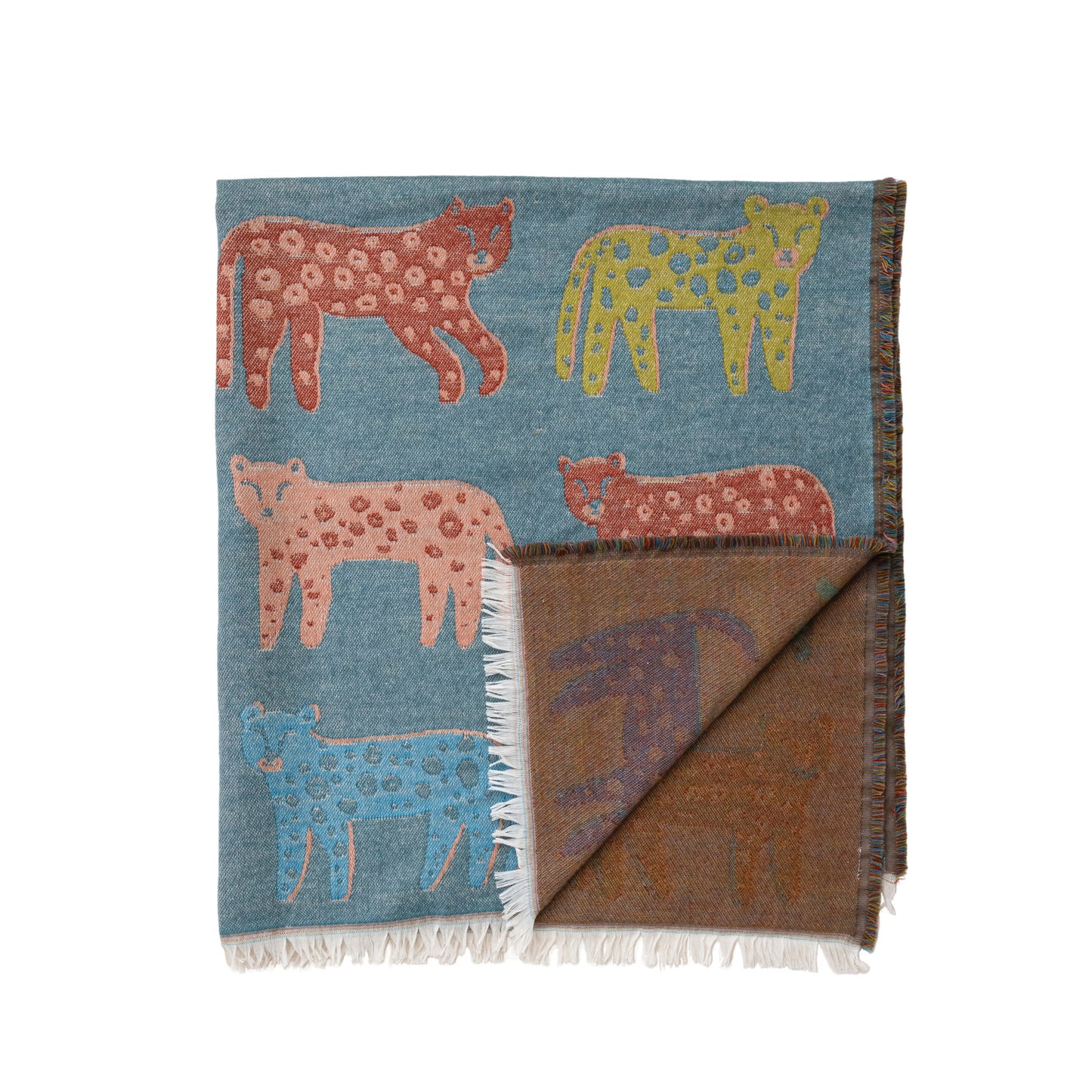 Throw Blanket Woven Jacquard Leopard Pattern