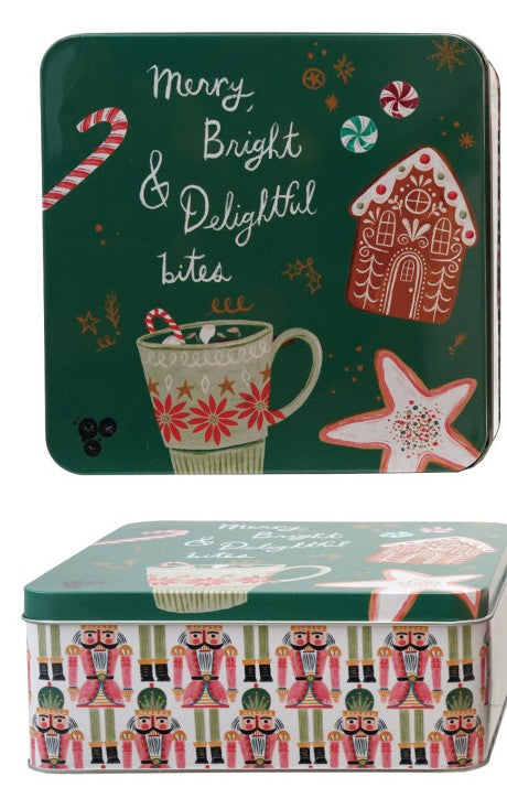 Holiday - Storage Tin - Festive Food Themed - Square