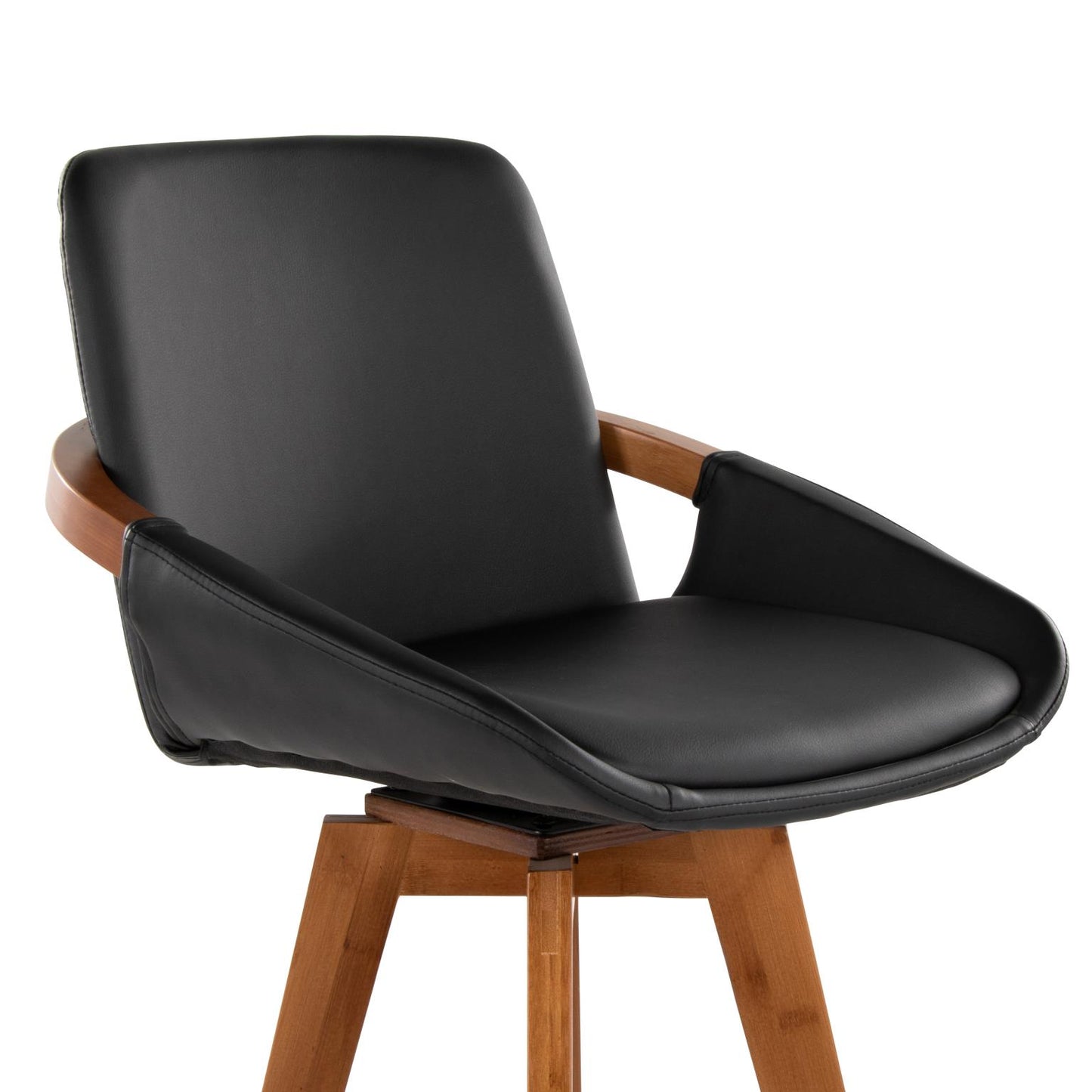 Cosmo Swivel Counter Stool Polyurethane Black & Walnut Wood