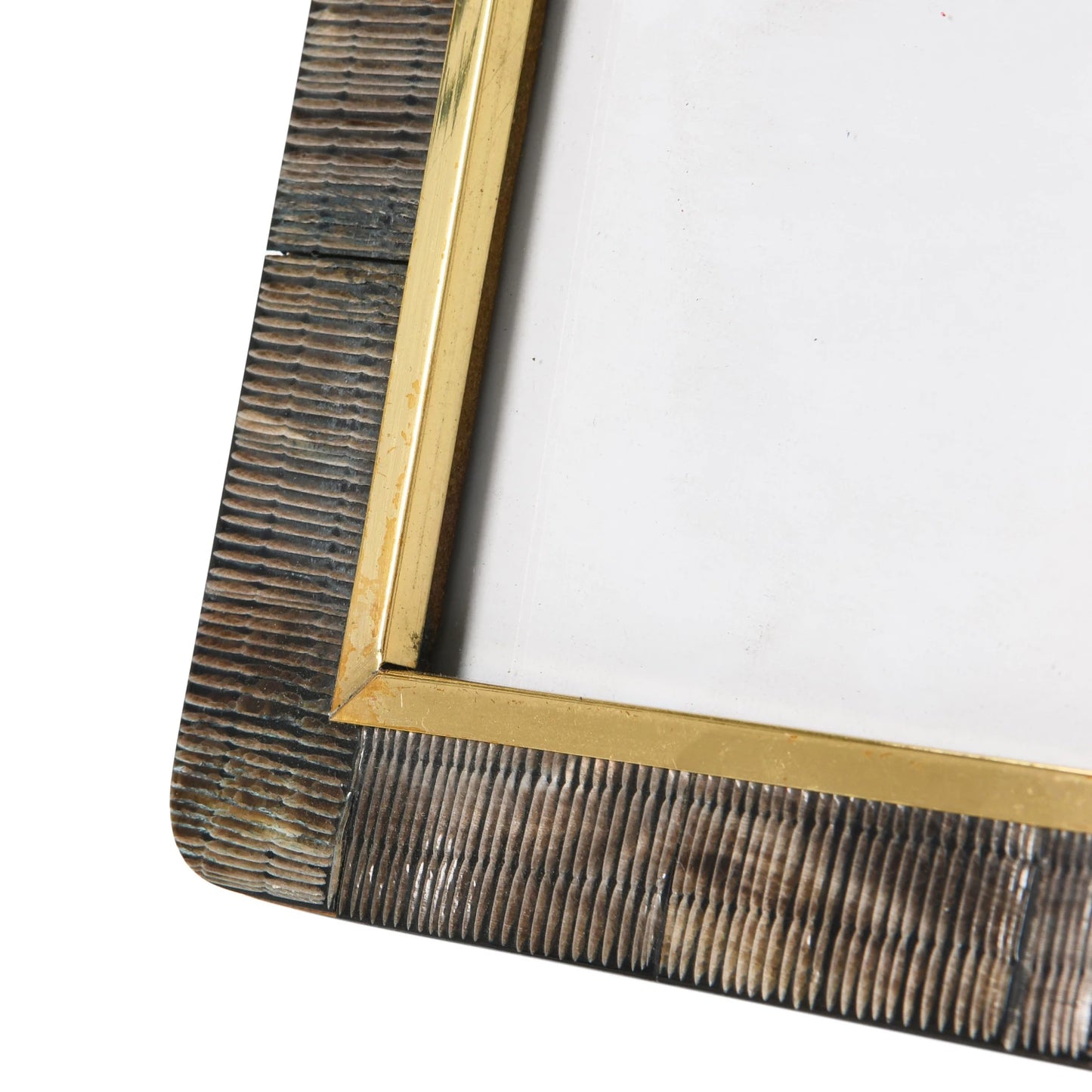 Frame Carved Natural Horn & Brass Black Holds 4"x 6"