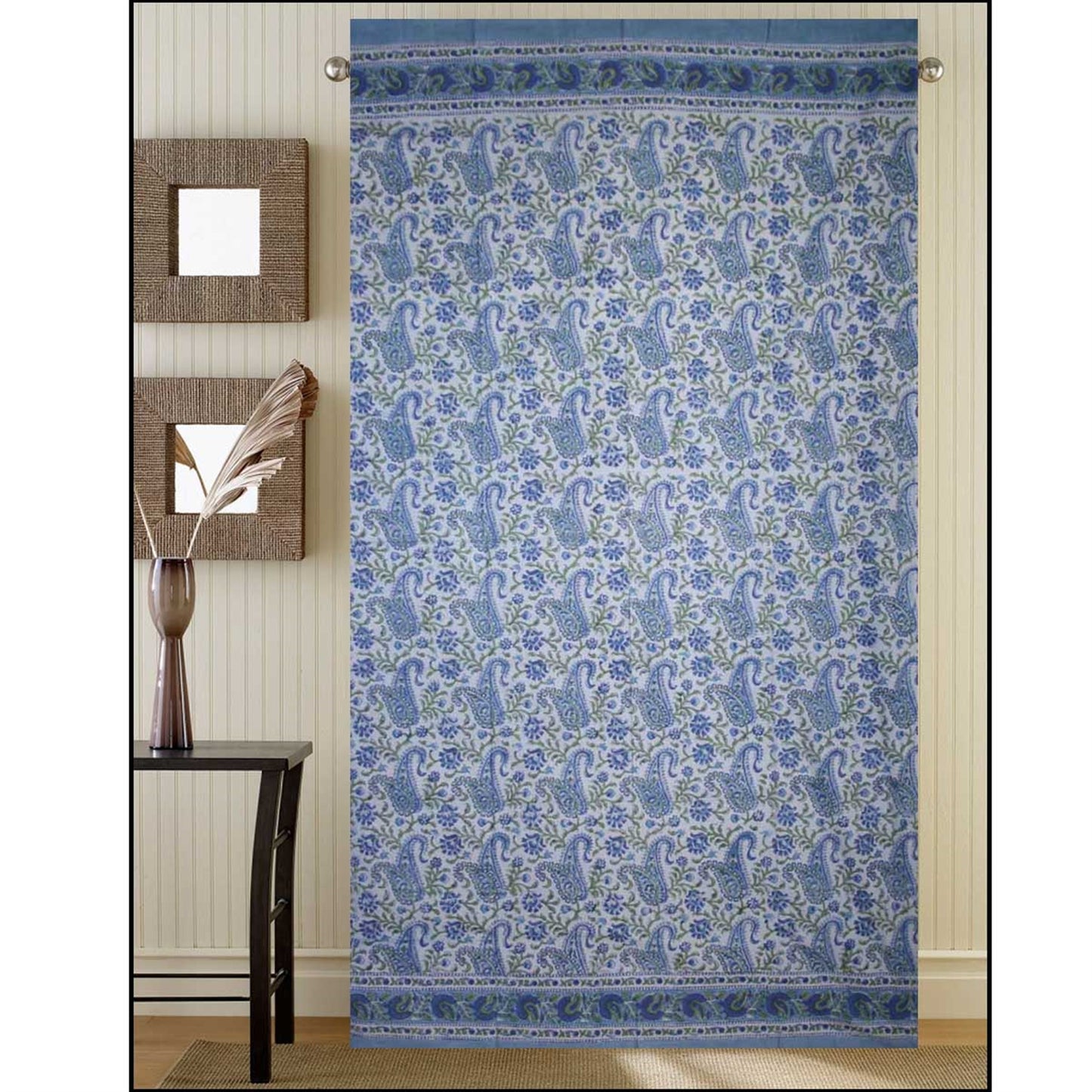 Window Panel Rajasthan Paisley Blue