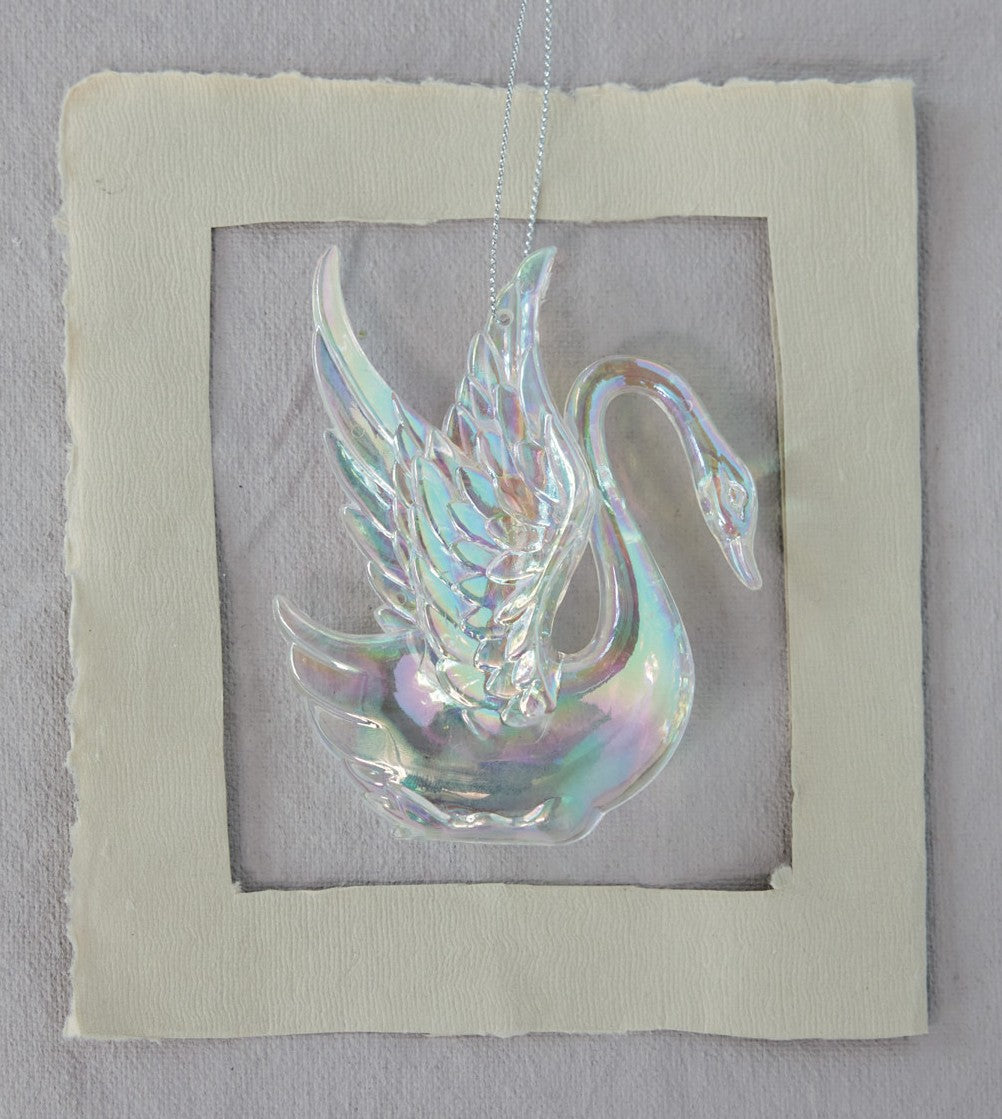 Ornament - Acrylic - Swan - Iridescent - 4"h