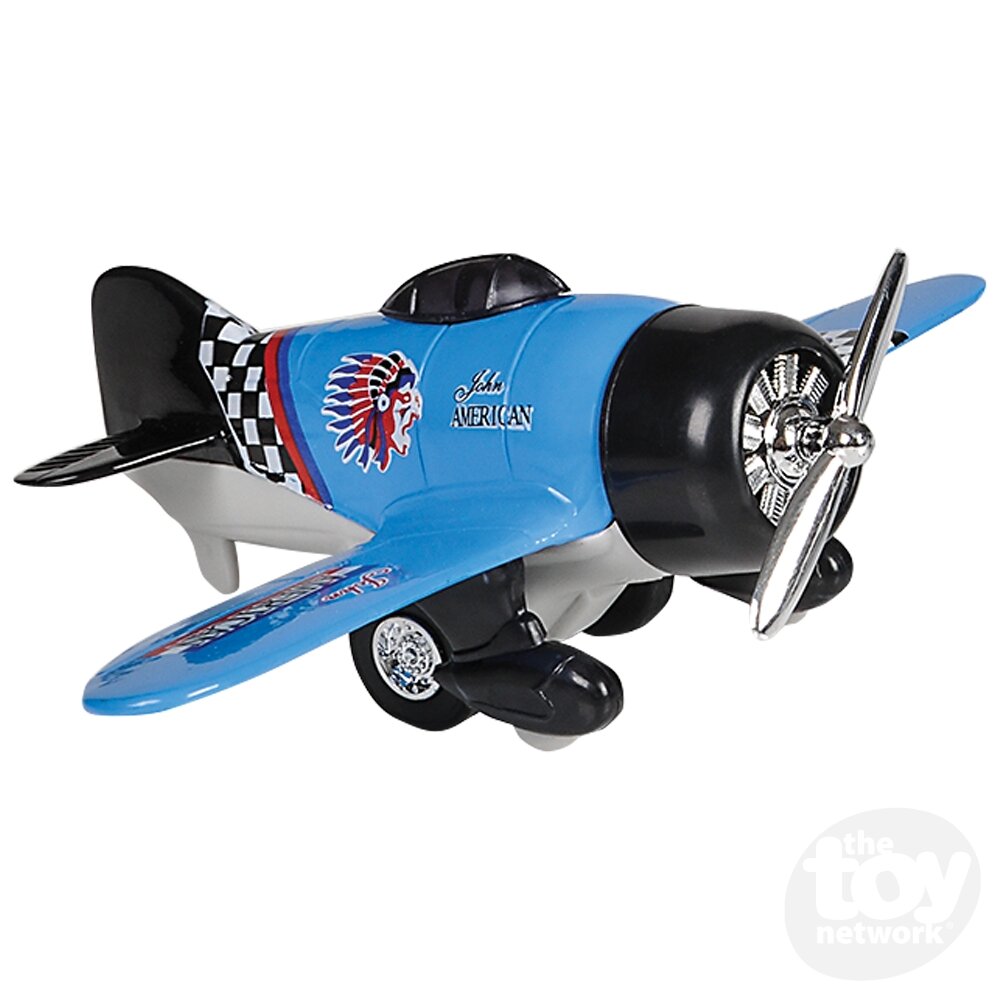 Diecast Pullback - Airplane - Biplane - 6.5" - Sold Individually