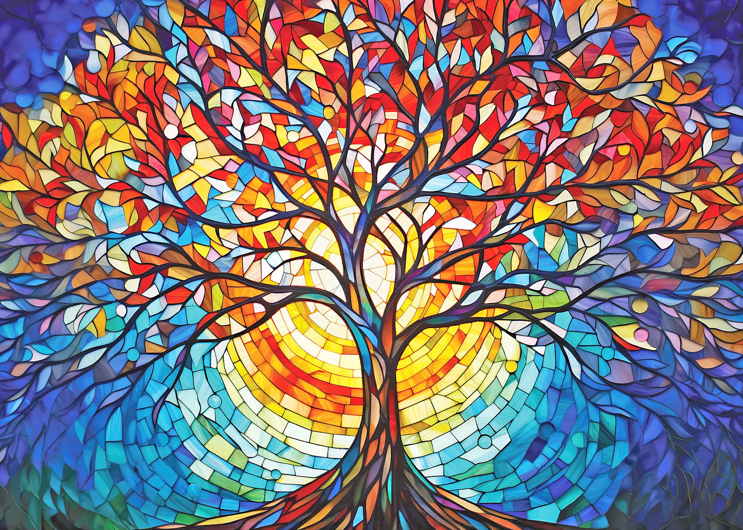 Puzzle 1000 Piece Stained Glass Tree of Life