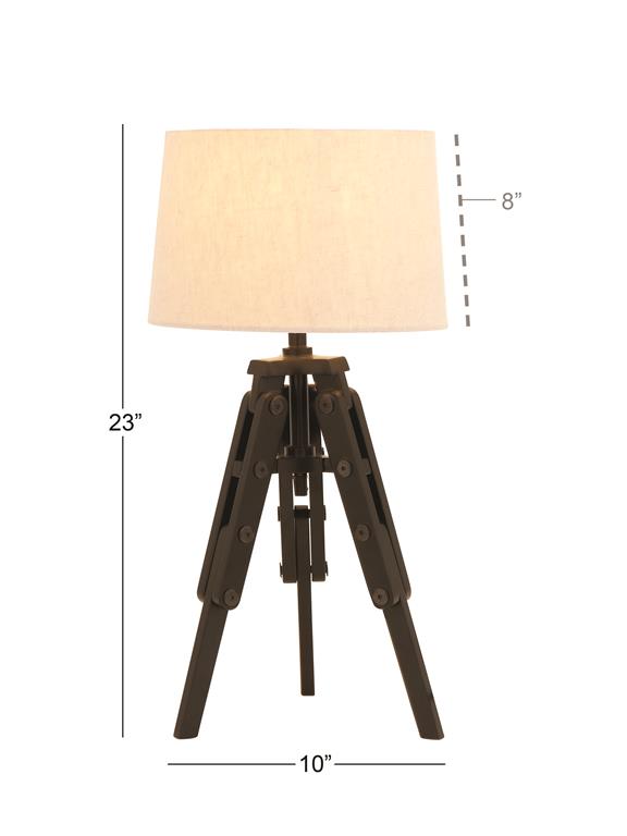 Industrial Style Black Pine Wood Tripod Table Lamp