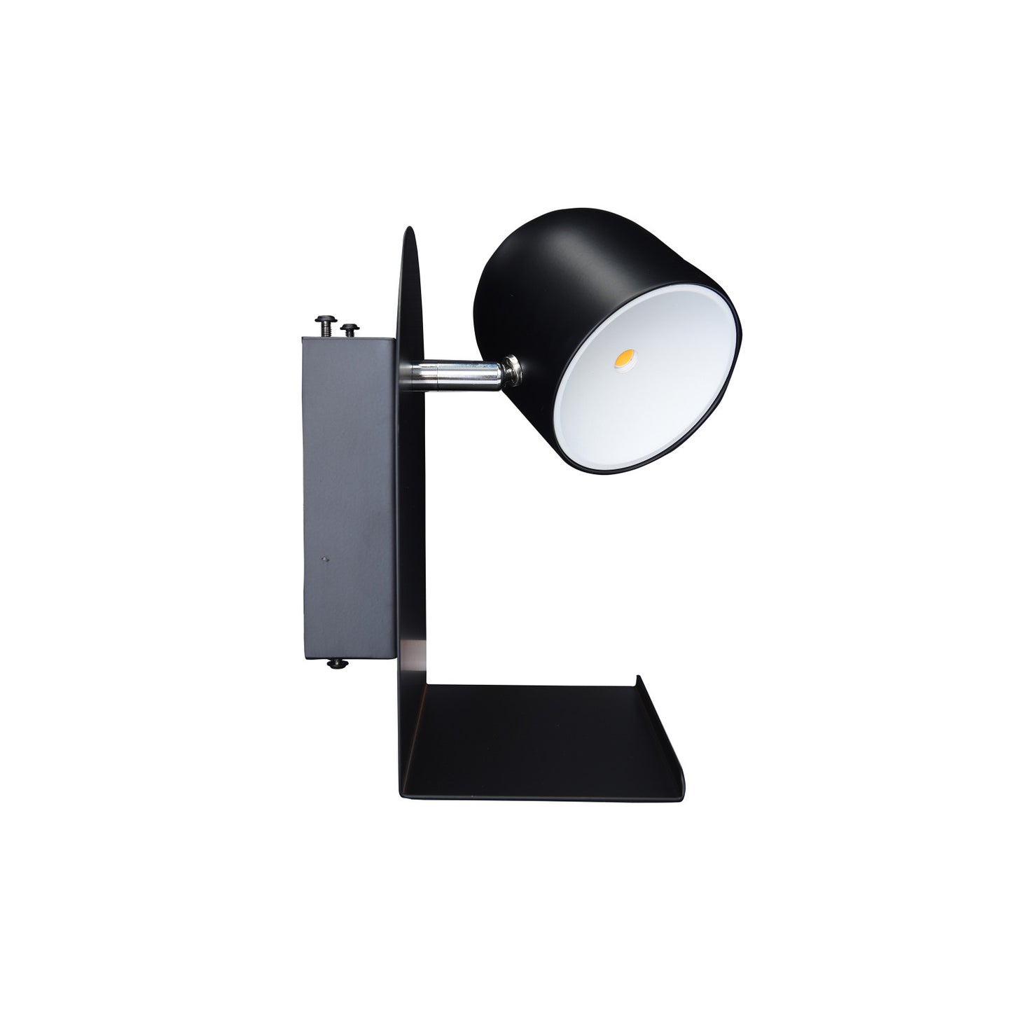 Lamp Wall Sconce With Shelf and USB Port Black Metal