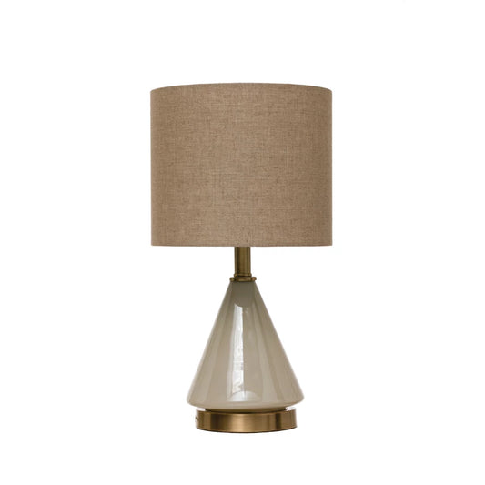 Lamp Glass Cream With Linen Shade 10.5" Round x 20"H