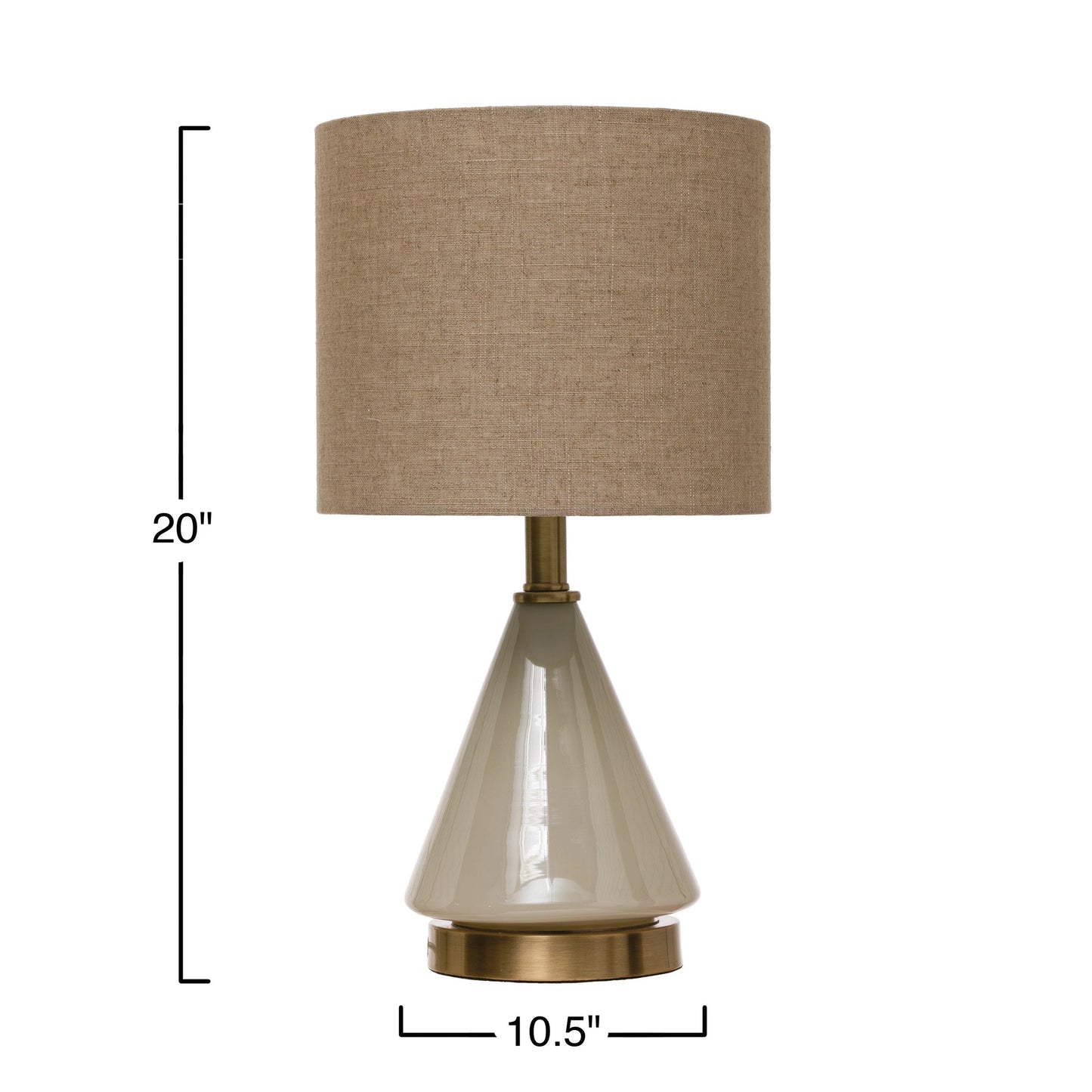 Lamp Glass Cream With Linen Shade 10.5" Round x 20"H