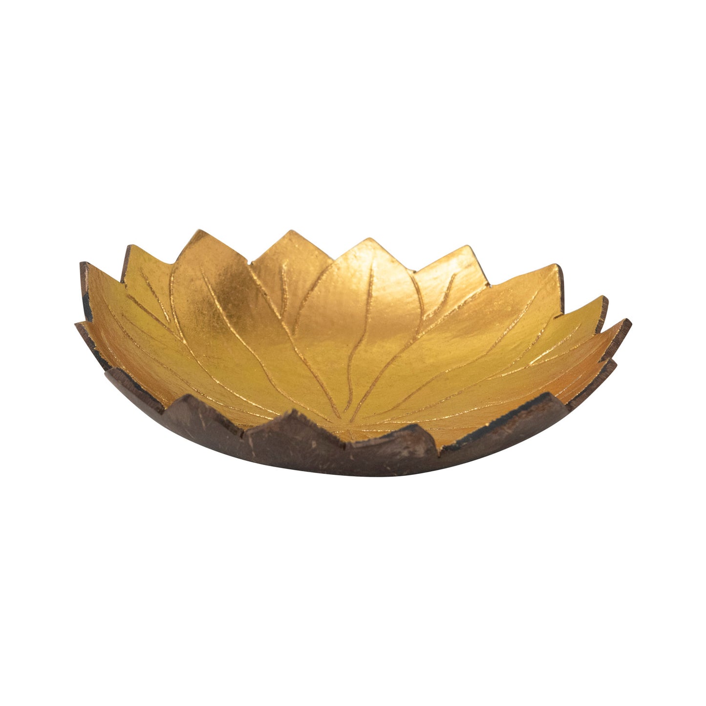 Decorative Bowl Coconut Shell Lotus Shape Gold Finish 5.5" Diameter