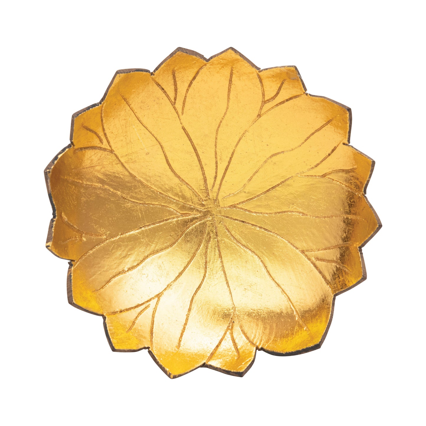 Decorative Bowl Coconut Shell Lotus Shape Gold Finish 5.5" Diameter