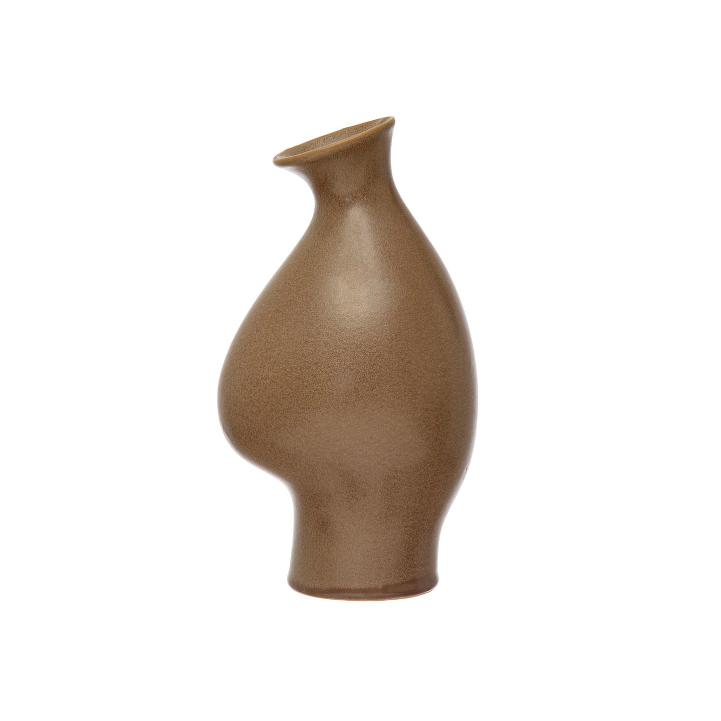 Vase Stoneware Organic Shape Speckled Brown 10.25" High