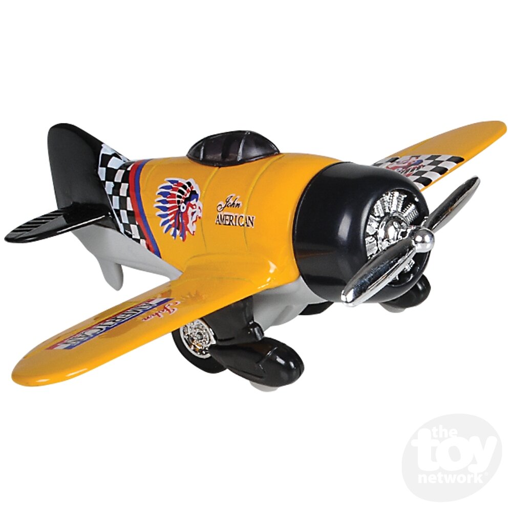 Diecast Pullback - Airplane - Biplane - 6.5" - Sold Individually