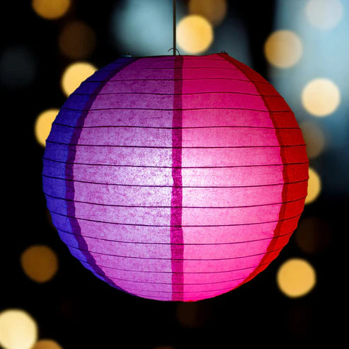 Paper Lantern 14in Regular Rib Pattern Rainbow