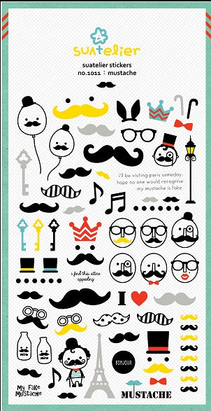 Stickers Mustache Glitter
