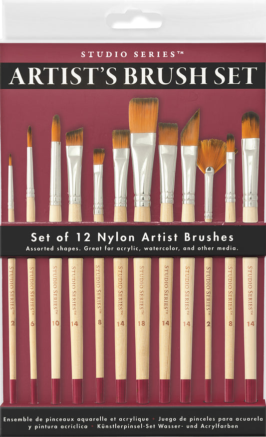Art Center Artist's Brush Set of 12 Nylon Bristles