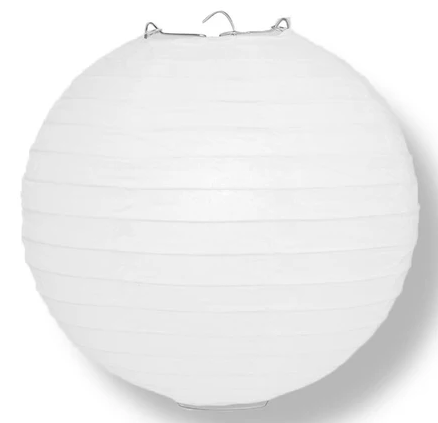 White Paper Lantern Even Ribbed 24"