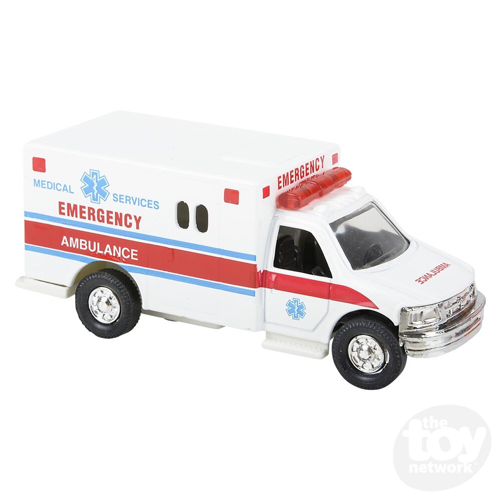Diecast Pullback - Rescue Squad Ambulance - 5" - Sold Individually