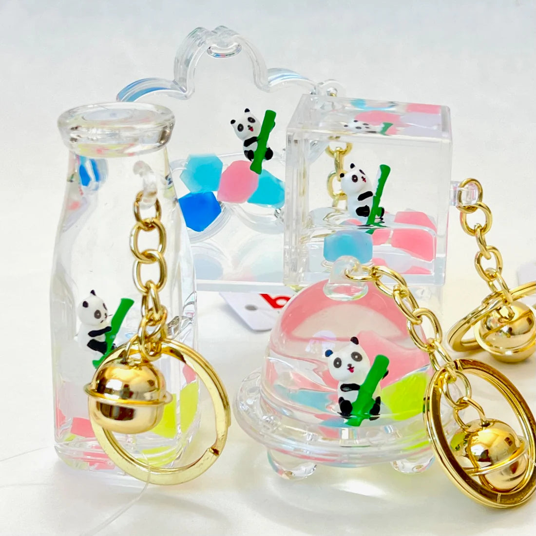 Keychain Charm Panda & Bamboo Floaty in Various Containers - Sold Individually