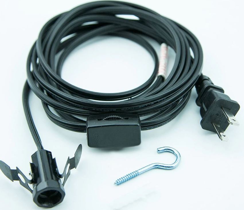 Cord Kit Candelabra Socket With Switch  E12 Base 11ft For Star Lanterns Black Cord
