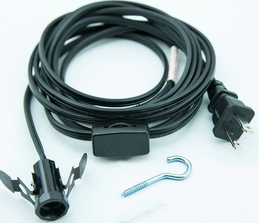 Cord Kit Candelabra Socket With Switch  E12 Base 11ft For Star Lanterns Black Cord