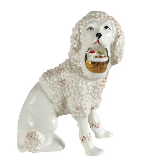 Decor Figure Stoneware Poodle Vintage Staffordshire Reproduction 6"H