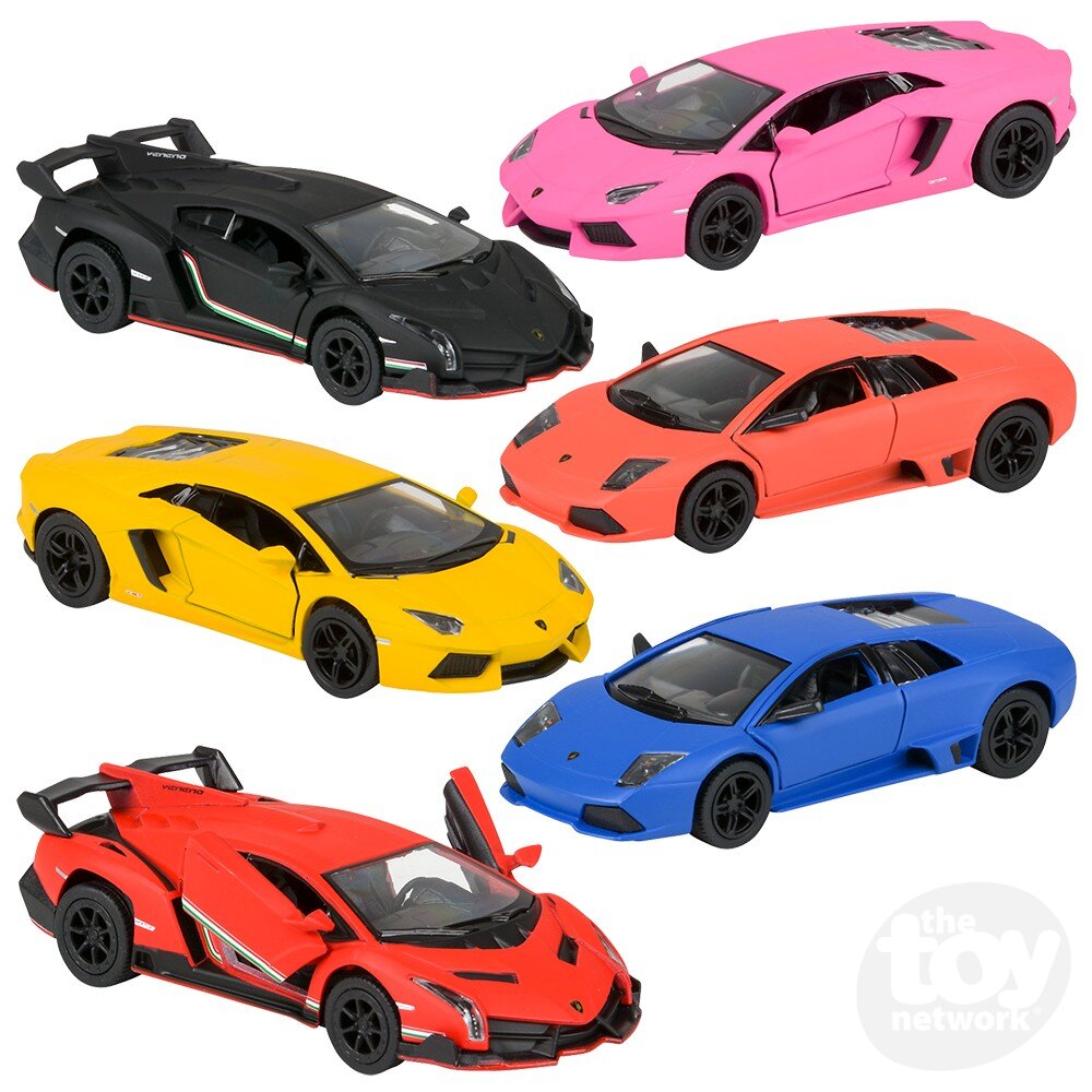 Diecast Pullback - Lamborghini - Sports Car Matte Finish - 5" - Sold Individually