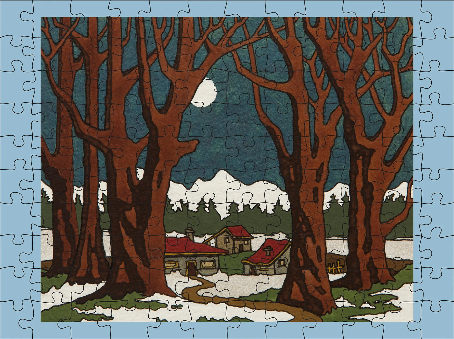 Jigsaw Puzzle Mini - 120 Piece - 4 Image Set - CJ Hurley - Snowy Cabins