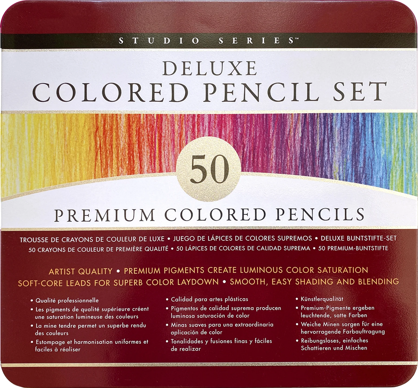 Art Center Colored Pencil Set 50 Piece in Storage Tin