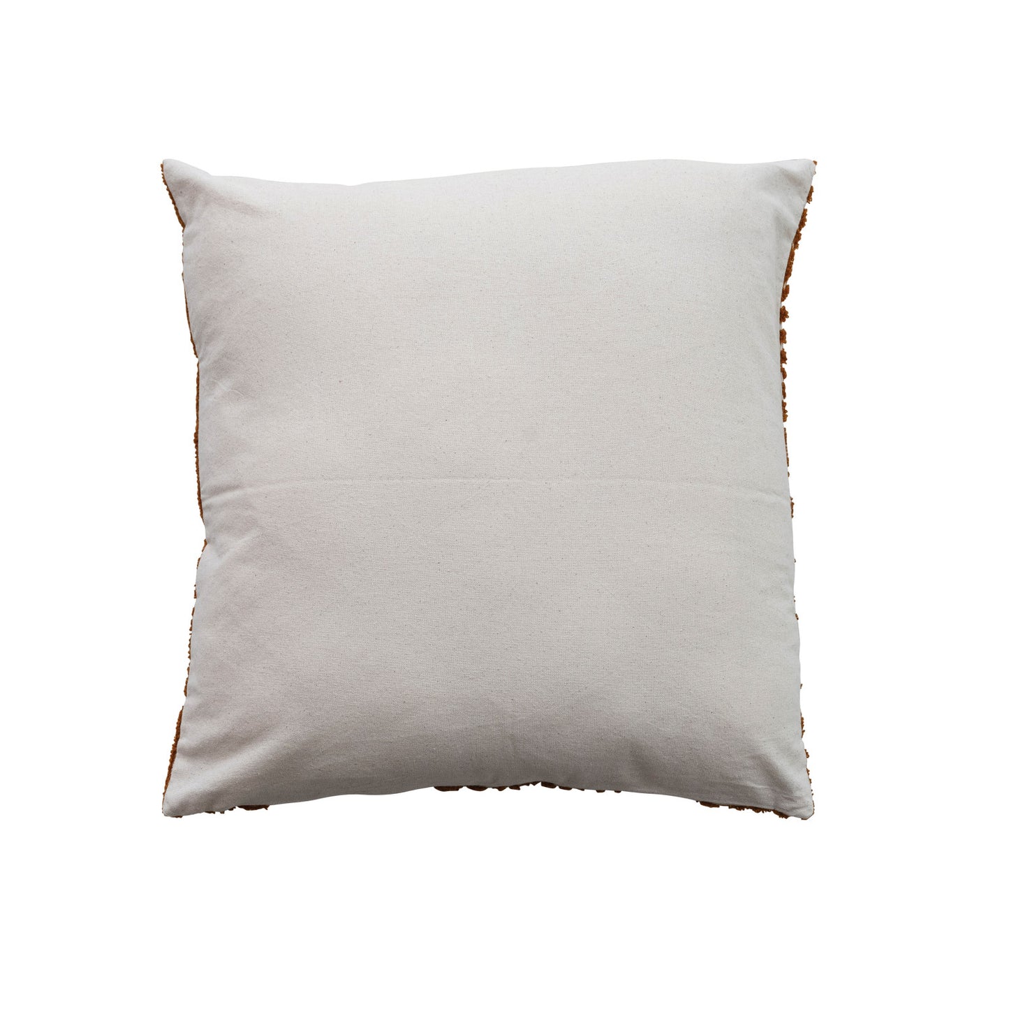 Pillow Cotton Tufted Design Cognac Brown & Natural 20" Square