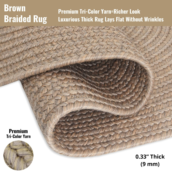 Ultra Durable Braided Rectangular Rug Biscuit 27" x 45"