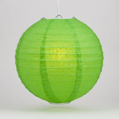 String Lights Paper Lanterns Set of 10 4" Round Grass Green