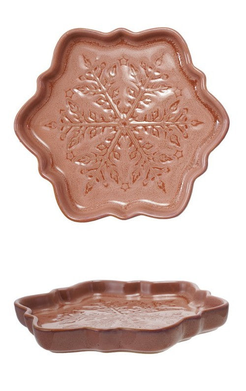 Holiday - Plate - Stoneware - Snowflake Shaped - 6" Round