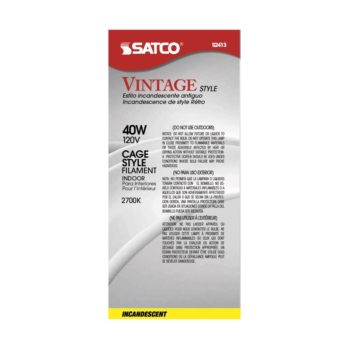 Light Bulb 40 Watt ST19 Incandescent, Edison Style; Filament - Cage Style; Clear; CCT (Kelvin) - 2700K; 160 Lumens; Medium base; 120 Volt