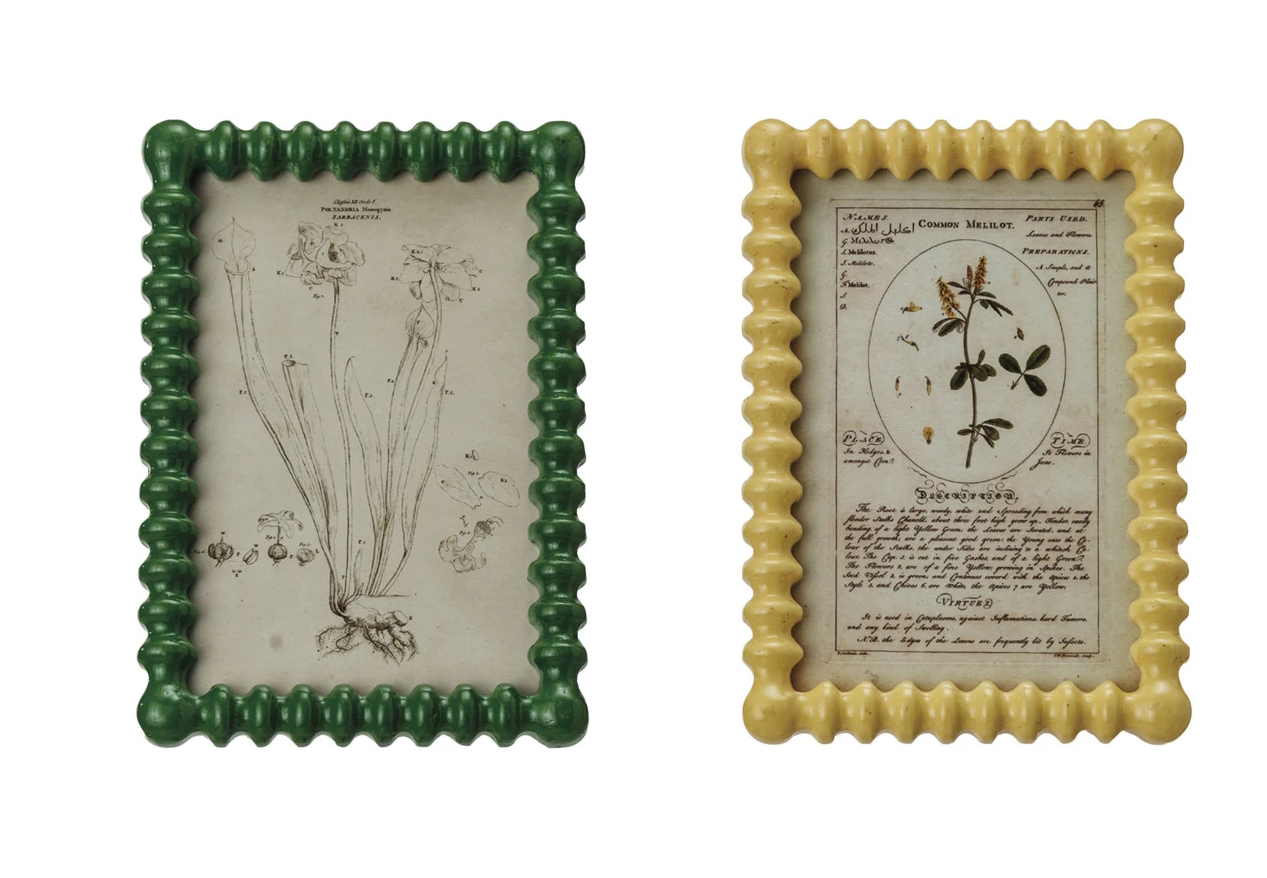 Frame Wood Spindle Green or Yellow 4" x 6" (Sold Individually)