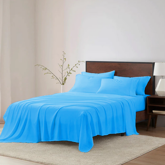 Queen Sheet Set Microfiber 1800 Series Brights Beach Blue