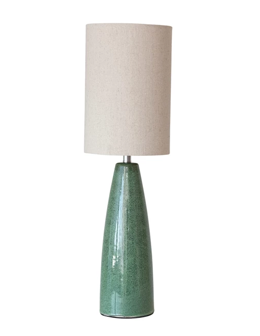 Lamp Tabletop Ceramic Green 27.5"h