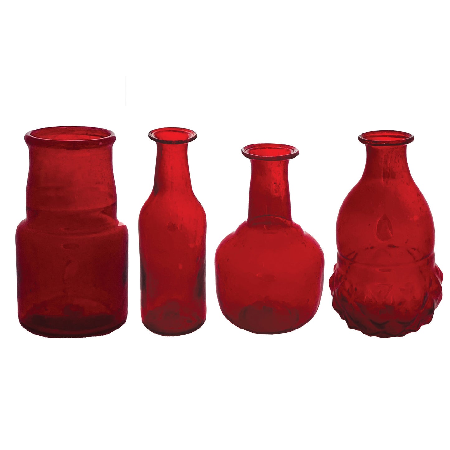 Vase Glass Hand Blown Red