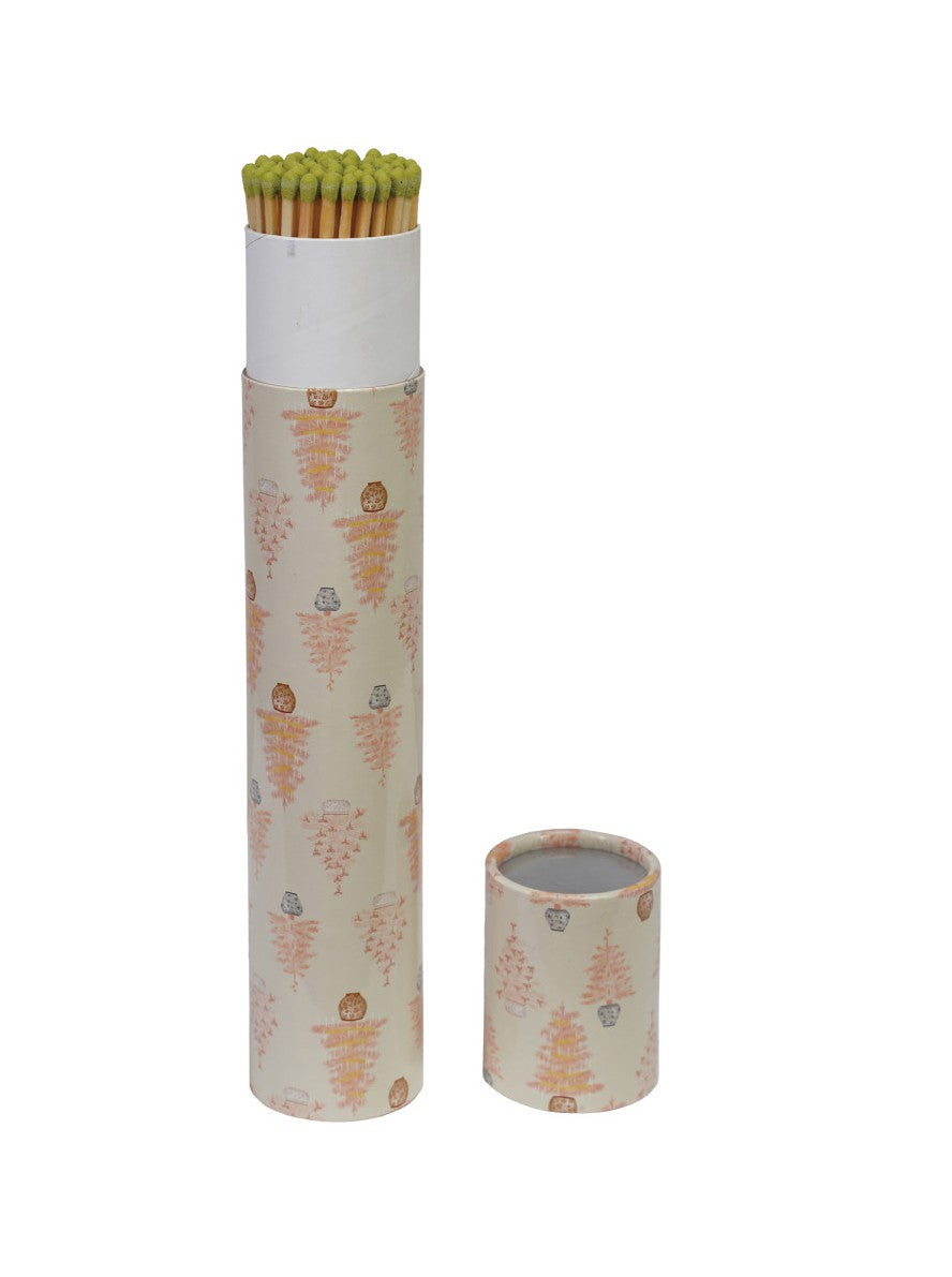 Holiday - Fireplace Safety Matches in Tube Matchbox - Potted Tree Pattern